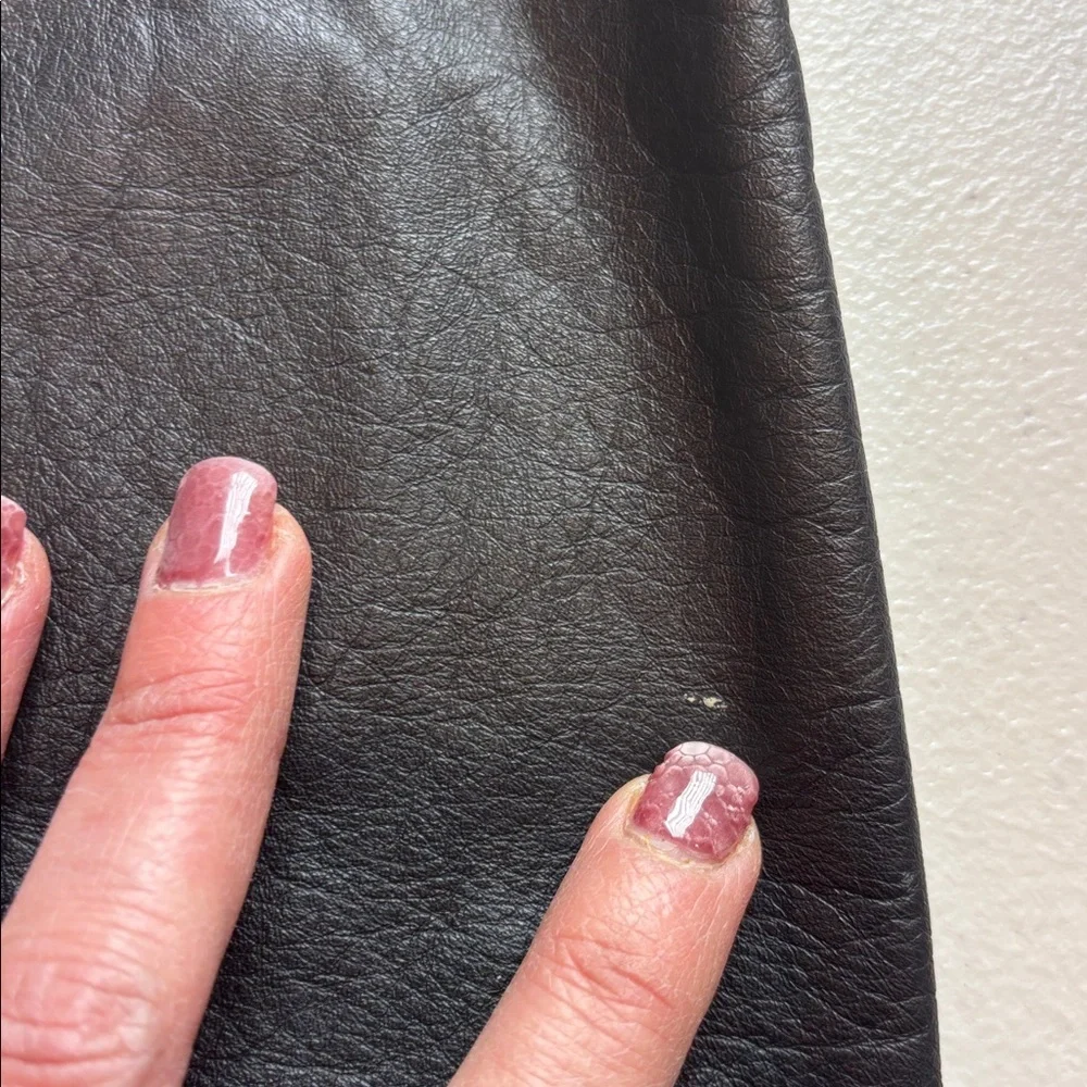 Vintage AMBRIA Black Genuine Leather Fitted Dress | Quilted Shoulders | Size 10 - Picture 12 of 12